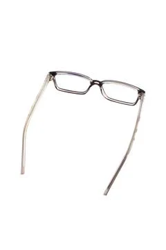 Brown square eyeglass frame in side view isolated on white background. Stock Photos