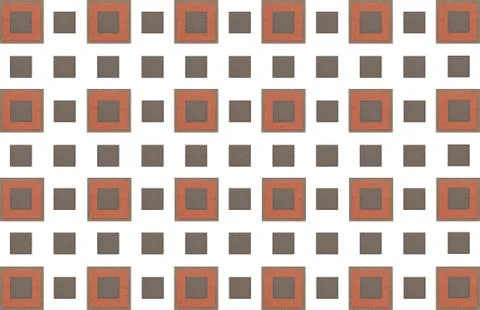 Brown square pattern with elements on a brick background geometric on a white Stock Illustration