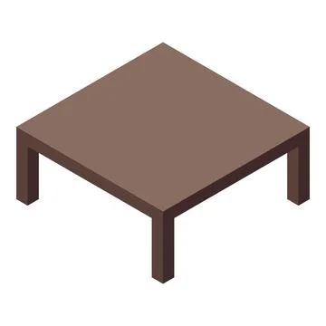 Brown square table standing on four legs isometric view Stock Illustration