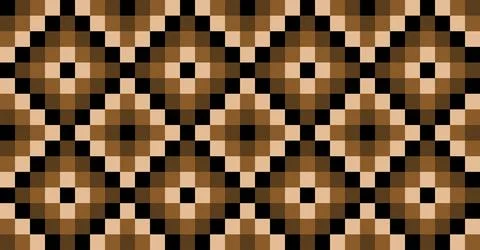 Brown square tile mosaic pattern with ethnic design Stock Illustration