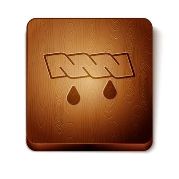 Brown Squeeze clothes icon isolated on white background. Wooden square button Illustrazione stock