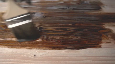 Brown Stain. Brush painting process. Stock Footage 146794173
