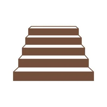Brown staircase in frontal view. Vector design with wide base and narrow top. Stock Illustration