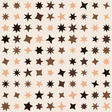 Brown star pattern with neutral beige background for rustic interior wall d.. Stock Illustration