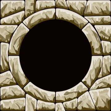Brown stone seamless pattern with round frame Stock Illustration