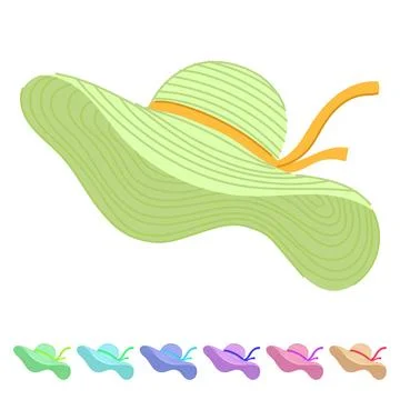Brown straw hat vector cartoon graphic Stock Illustration