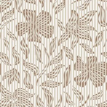 Brown Striped Floral seamless pattern design Illustrazione stock