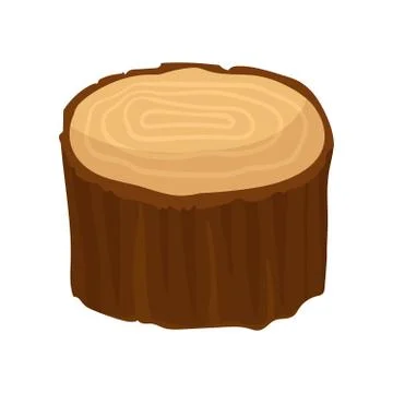 Brown stump of old dry tree with annual growth rings. Natural forest element Stock Illustration