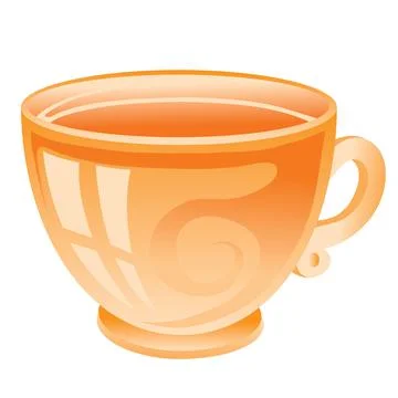 Brown stylized cup with tea or coffee isolated object on white background, ve Stock Illustration