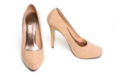 Brown suade pumps Stock Photos