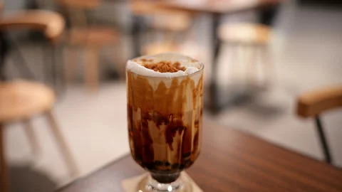 Brown Sugar Boba Milk Tea Black Tapioca Pearls Taiwanese Bubble Drink Asian Stock Footage 333604261