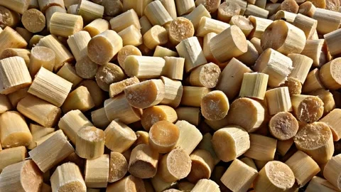 Brown Sugar Cane Pieces Falling Pile Animation Clip Video stock 331622314