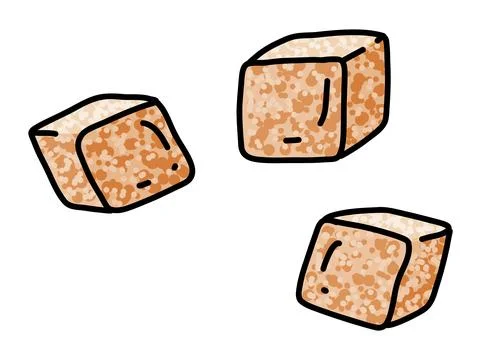 Brown Sugar Cubes Hand-Drawn Outline Illustration Stock Illustration