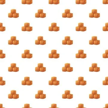 Brown sugar cubes repeating seamless pattern background Stock Illustration