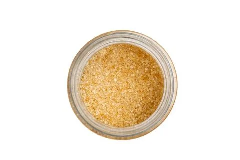 Brown sugar in jar. Foto stock
