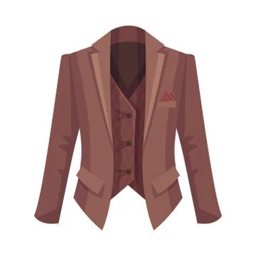 Brown Suit Jacket with Buttoned Vest as Male Clothing Item Vector Illustration 스톡 일러스트