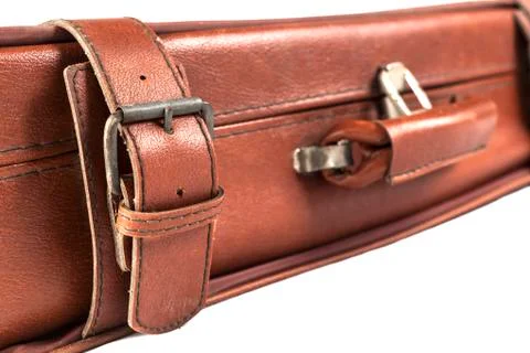 Brown Suitcase Closeup Stock Photos