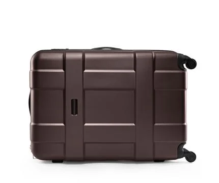 Brown suitcase plastic. lying on its side Stock Photos