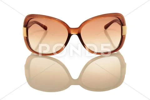 Brown sunglasses isolated on a white background Stock Photos