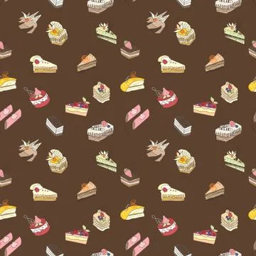 Brown sweet cake pattern Stock Illustration