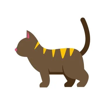Brown tabby cat standing looking left illustration Stock Illustration