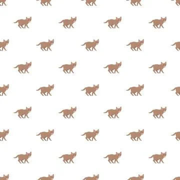 Brown tabby cat walking isolated seamless pattern Stock Illustration