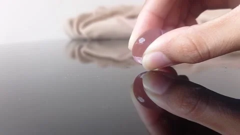 A brown table with pearls Stock Footage 146255398