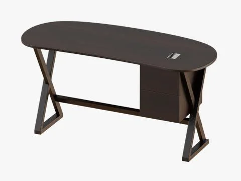 Brown table on white background 3d rendering Illustrazione stock