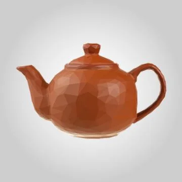 Brown teapot on gray background. Tea symbol. Triangle vector illustration Stock Illustration