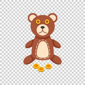 Brown teddy bear with button eyes and spare yellow buttons Stock Illustration