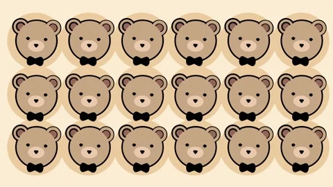 Brown Teddy Bear Faces Dense Arrangement Stock Footage 336836947