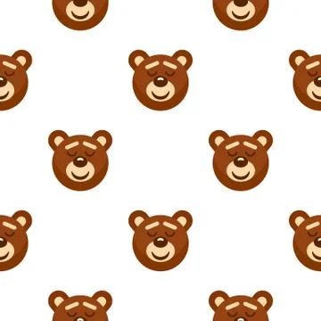 Brown teddy bear head pattern seamless Stock Illustration