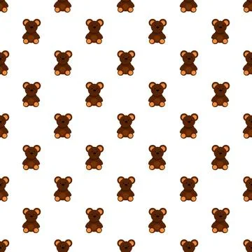 Brown teddy bear seamless pattern for kids content 库存插图