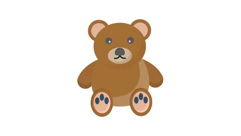 A brown teddy bear sits against a plain white background, showcasing its so.. Stock Footage 332474856