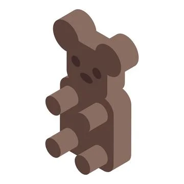 Brown teddy bear sitting with legs crossed isometric view Stock Illustration