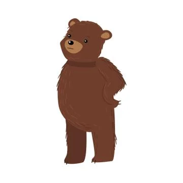 Brown teddy bear standing and feeling thoughtful vector illustration Stock Illustration