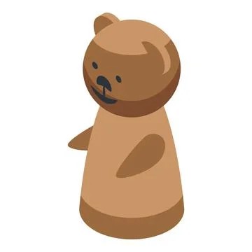 Brown teddy bear standing with open arms isometric view Stock Illustration
