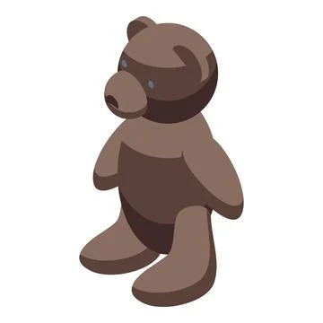 Brown teddy bear standing on two legs looking left Stock Illustration