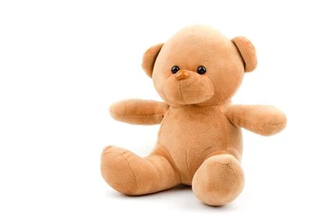 Brown teddy bear on a white background, isolate. Children's soft toy Stock Photos