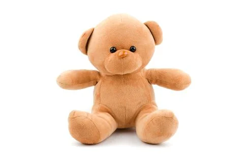 Brown teddy bear on a white background, isolate. Children's soft toy Stock Photos