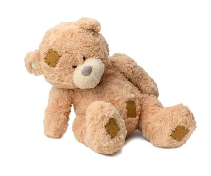 Brown teddy bear on a white background Foto stock
