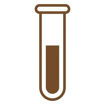 Brown test tube vector icon isolated on white background Stock Illustration