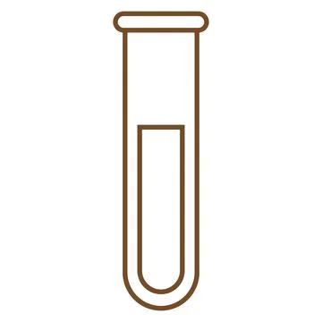 Brown test tube vector line icon isolated on white background Stock Illustration