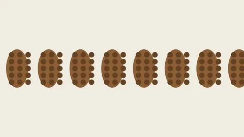 Brown textured ovals with dotted pattern in linear arrangement Stock Illustration