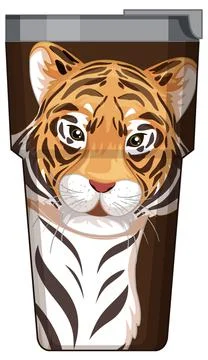 A brown thermos flask with tiger pattern Stock Illustration