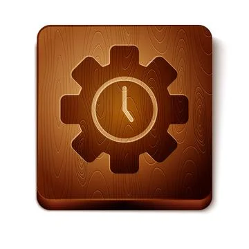 Brown Time Management icon isolated on white background. Clock and gear sign Stock-Illustration