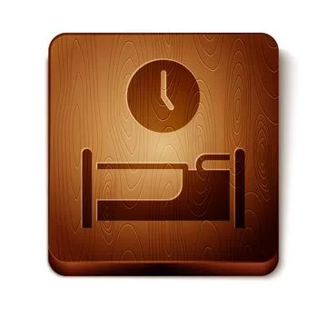 Brown Time to sleep icon isolated on white background. Wooden square button Stock Illustration