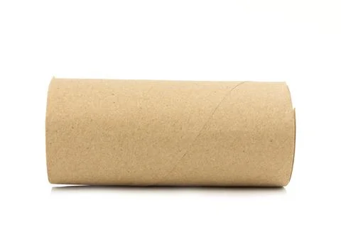 Brown tissue paper roll core isolated on white background Stock Photos
