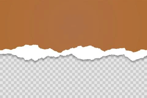 Brown torn paper edge template. Ripped horizontal strips with shadows. Border Stock Illustration