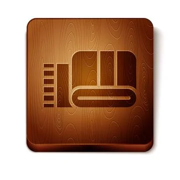 Brown Towel stack icon isolated on white background. Wooden square button Illustrazione stock